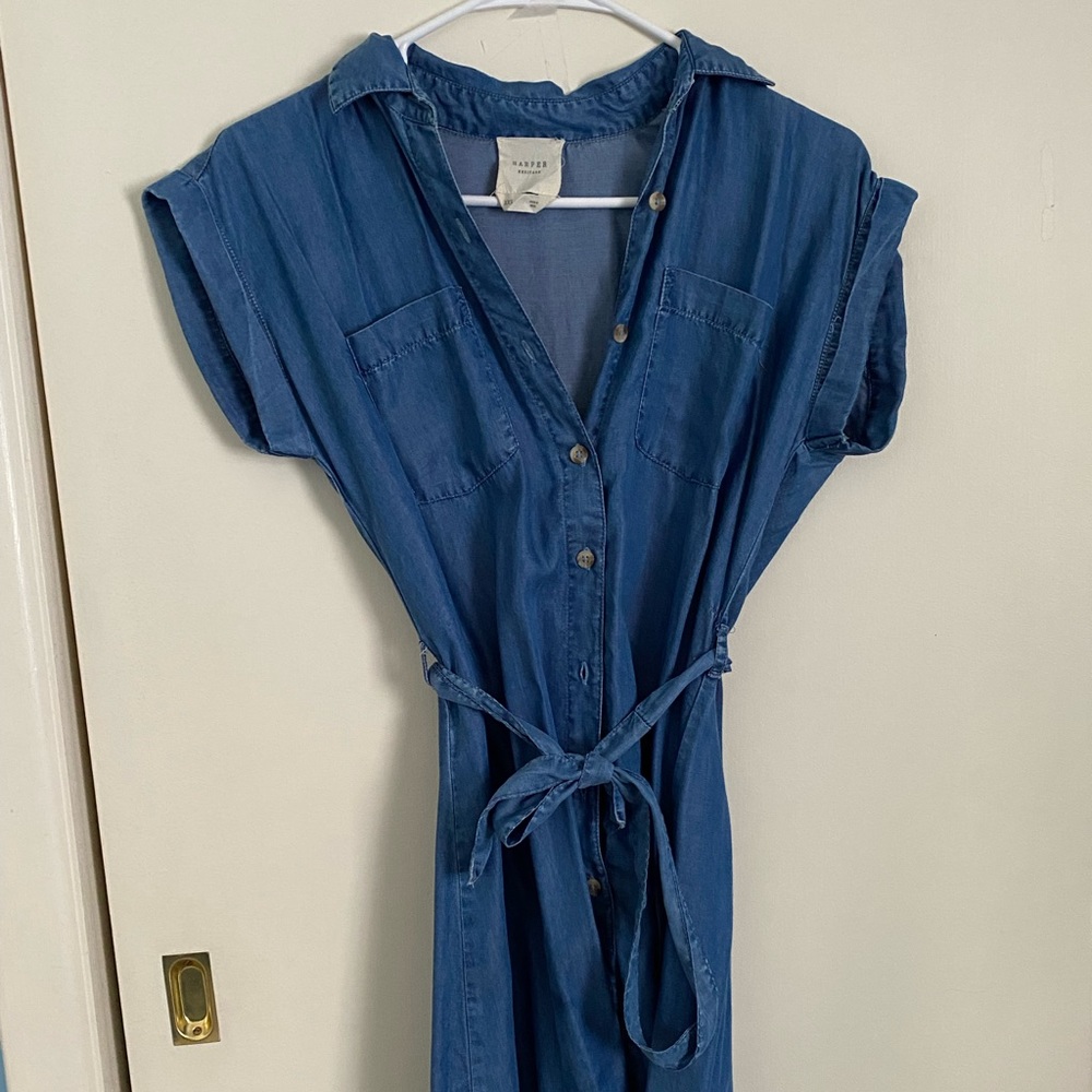 Macy’s Denim Tie-Front Dress.